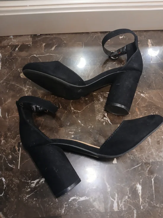 Classic Black Ankle-Strap Block Heels - Picture 5 of 10